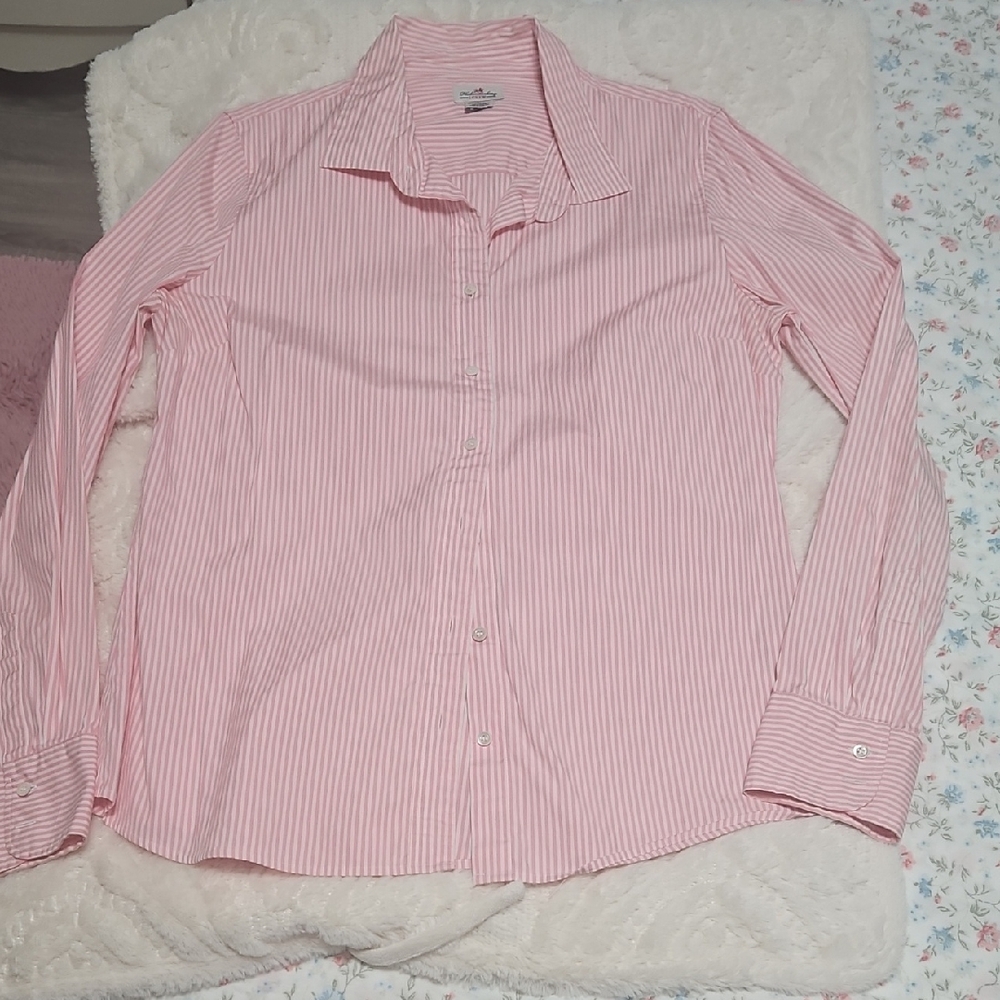 J. Crew Pink and White Striped Shirt